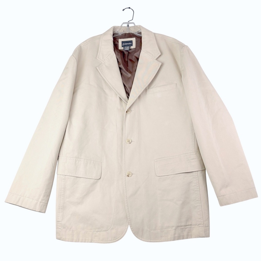 St. Johns Bay XXL Tan Cotton Blazer 3-Button Twill Jacket Casual Preppy Workwear